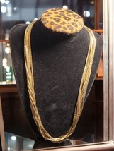 Vintage Mid-Century Gold-Tone Multi-Strand Chain Necklace Statement 10” - £41.64 GBP