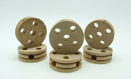 Tinkertoy 6 Spools 5 Hole Replacement Parts Wooden Tinker Toy Pieces Nat... - £4.40 GBP