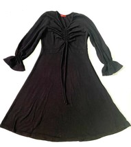 BNN Women&#39;s A Line Long Sleeve Flared Hem Drawstring Chest Dress, Black,... - £7.26 GBP