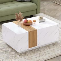 Modern Coffee Table: 2 Drawers, White &amp; Walnut - £157.95 GBP