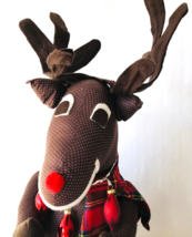 Large Sitting Plush Rudolph the Red Nosed Reindeer w/ Scarf 18&quot; tall w/ ... - $24.18