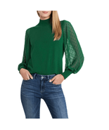 CeCe Clip Dot Sleeve Sweater, Holiday Christmas Party Top, Green, Size S... - €50,62 EUR