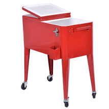 Red Portable Outdoor Patio Cooler Cart - Color: Red - £158.73 GBP
