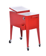 Red Portable Outdoor Patio Cooler Cart - Color: Red - £158.83 GBP