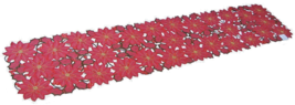 Tabletops Embroidered Red Christmas Poinsettia Table Runner - $22.95