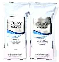 2 Pack Olay Cleanse Gentle Facial Cloths Rose Water 30 Textured Wet Cloths - £20.45 GBP