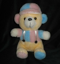 10" 2002 King Plush Creme Pink & Blue Hat Teddy Bear Stuffed Animal Toy Lovey - £18.67 GBP