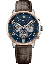 Tommy Hilfiger Keagan Men&#39;s Watch 1791290 Brown Leather Strap - $137.74