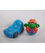 Weebles Weeble Wobbles Playskool 2003 Blue Car &amp; 2004 Hasbro Turtle Figure - £5.52 GBP