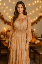 Maxi Dress Women Size 8 Sheer Hourglass Silhouette Thanksgiving Soft Fem... - $24.63