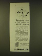 1931 3-in-one Oil Ad - Sentence them to easy labor for a longer lifetime - £14.53 GBP
