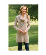 Womens Lady&#39;s Washable Cashmere Cowl Neck Tunic Sweater Top Tan Medium - $1,443.57 MXN