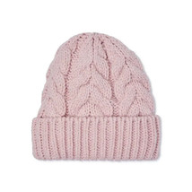 Time And Tru Women&#39;s Solid Cable Knit Beanie Hat Pink Smoke New - £12.13 GBP
