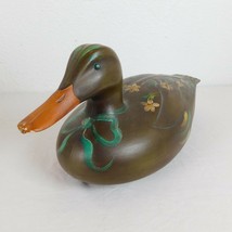 Tole Painted Generic Plastic Duck Decoy Decoration 14.5&quot; long 7&quot; tall Rosemaling - £7.76 GBP