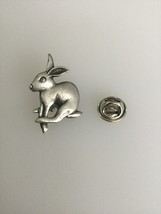 Running Hare Pewter Lapel Pin Badge Handmade In UK - $7.50