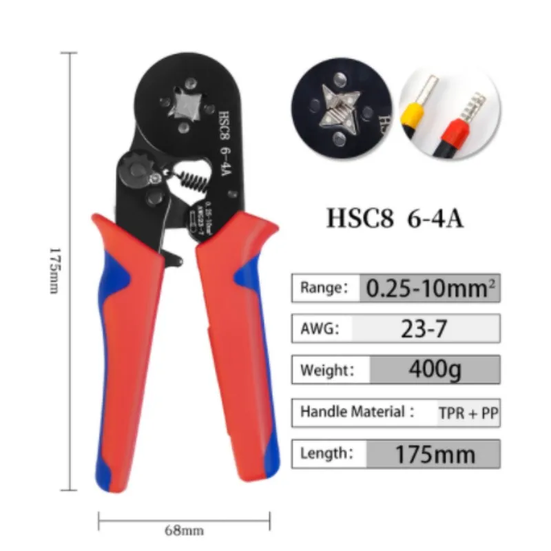  Terminal Cping Tools Ferrule Cping Pliers HSC8 6-4 0.25-10mm 23-7AWG 6-6 0.25-6 - £156.56 GBP