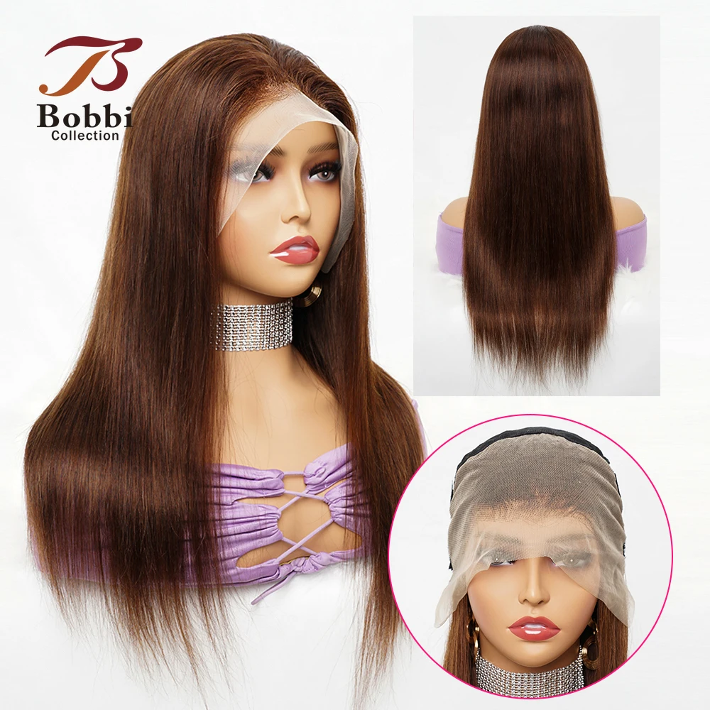 Brown Human Hair Wig For Women Lace Front Wig Glueless Transparent Lace Closu - £39.54 GBP+