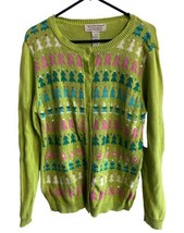 Tiara International Cardigan Sweater  Womens XL Christmas Collection Green - $13.32