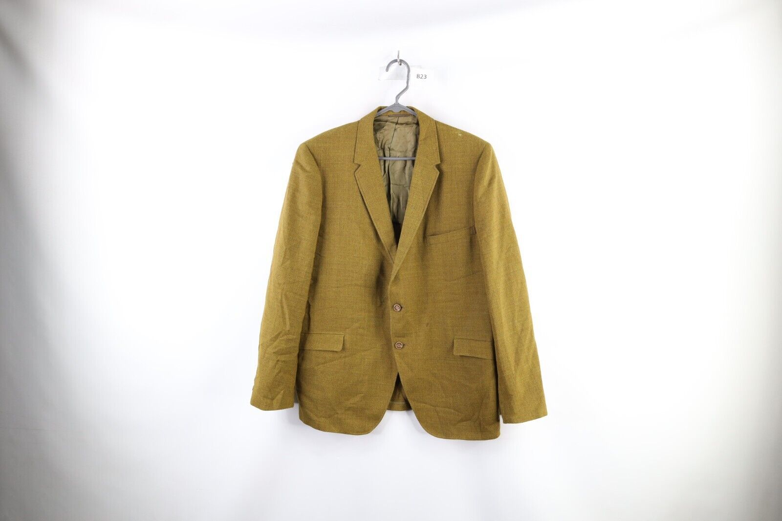 Primary image for Vintage 60s Streetwear Mens 42R Distressed Wool 2 Button Suit Jacket Green USA