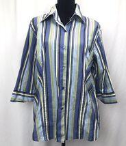 Ninety Women's button down shirt size 1X multicolored w/ strippes - $11.32