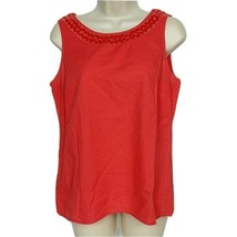 Ann Taylor Loft Womens Tank Top Size Small Orange Sequined Neck Scoop Neck - £15.82 GBP