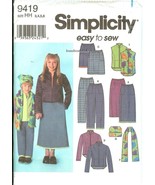 Simplicity 9419 Childrens Girls Jacket Pants Skirt Pattern Size 3,4,5,6 ... - $9.47