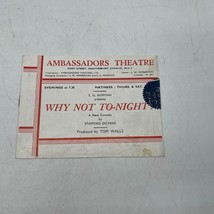 Playbill Theater Program Ambassador&#39;s Theatre Why Not To-Night? - £12.65 GBP
