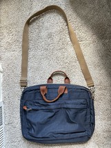 J. Crew Harwick Bag Tote Navy Blue Nylon And Leather Weekender Bag/Brief... - $44.99