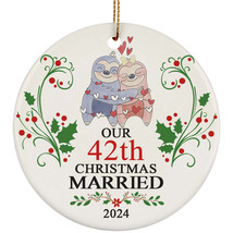 Our 42th Years Christmas Married Ornament Gift 42 Anniversary Funny Sloth Couple - $15.79