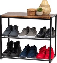 Iris Usa 3-Tier Shoe Bench For Entryway, 6 Pairs Extendable Shoe Organizer For - £36.76 GBP