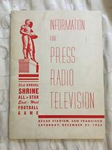 December 31 1955-31st Shrine All Star East West Football Game Bowl Media... - $19.75