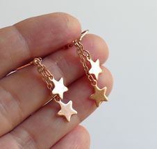 Rose Gold Stainless Steel Star Lever Back Earrings - Elegant Celestial Jewelry - £13.53 GBP