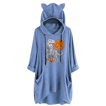 Slounchy Cute Cat  Dino Print Hoodies For Women Home Pajamas Long Lady Pullover  - £49.48 GBP