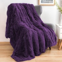 Super Soft Cozy Plush Fuzzy Shaggy Blanket For Couch Sofa Bed (Purple, - £30.80 GBP