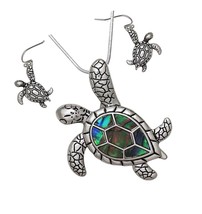 Boutique Silvertone Sea Turtle Abalone Shell Pendant - £48.98 GBP