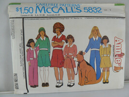 Vtg McCall&#39;s 5832 Annie dress &amp; Clothes Size 8 Top Skirt Pants Uncut - $6.92