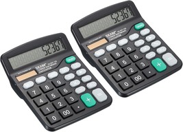 Patikil Desktop Calculator, 2 Pack 12 Digits Large Lcd Display Solar, Black - $34.99