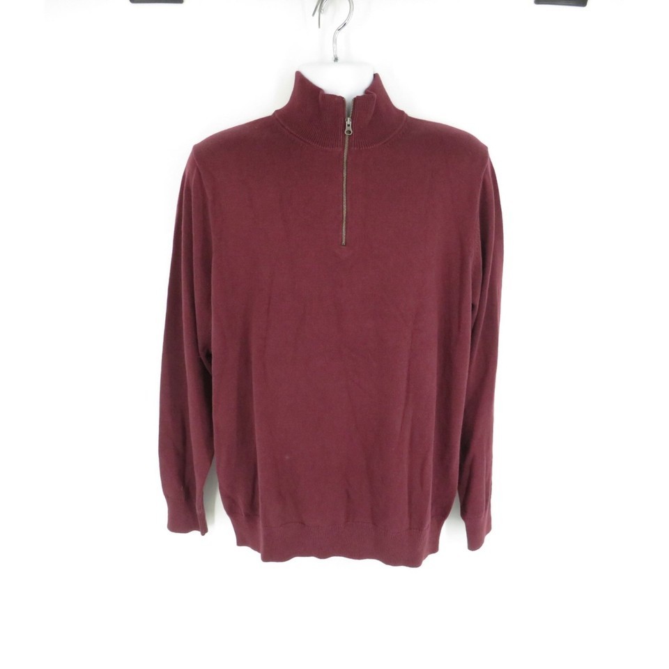 Amazon Essentials Men&#39;s Burgundy Quarter-Zip Sweater Large NWT - $15.20