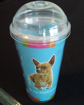 DOG LOVERS CUP Chihuahua Double Wall Insulated with Straw Blue Plastic NEW image 1