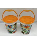 Disneyland Parks 2021 Orange White Retro Style Round Plastic Popcorn Buc... - $16.79