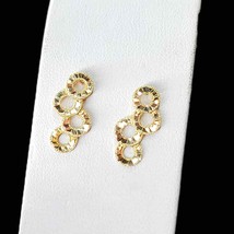 Tested Solid 10k Genuine Yellow Gold Vintage Intertwining Circles Stud Earrings - £100.34 GBP