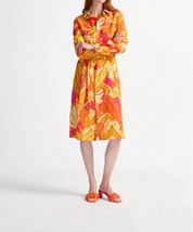 Joseph Ribkoff Tropical Print Linen Blend Belted Shirt Dress Size 8 (UK 10) - $22.77