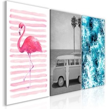 Tiptophomedecor Stretched Canvas Nordic Art - Flamingo Ocean Holiday - Stretched - £78.35 GBP+
