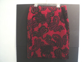 New Talbots Skirt Size 12 Red Paisley Cotton Velour Straight Lined - £28.07 GBP