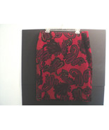 New Talbots Skirt Size 12 Red Paisley Cotton Velour Straight Lined - £27.83 GBP