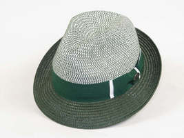 Men's Bently Soft Fedora Briad Straw Hat Stingy Brim Gino Gi216 Green White image 3