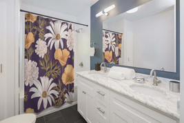Floral Seamless Pattern Stylish Design 71&quot; x 74&quot; Elegant Waterproof Shower Curta - £56.11 GBP