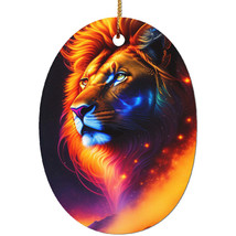 Colorful Abstract Lion Face Ornament Ceramic Tree Decor Xmas Gift For Lion Lover - £13.45 GBP