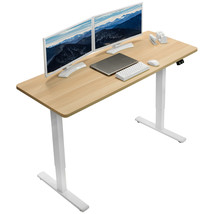 VIVO Electric 60 x 24 Stand Up Desk | Light Wood Table Top, White Frame - £309.46 GBP