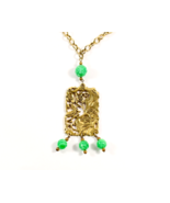 Judy Lee Victorian Revival Asian Style Carved Pendant Faux Peking Jade G... - $82.30 CAD
